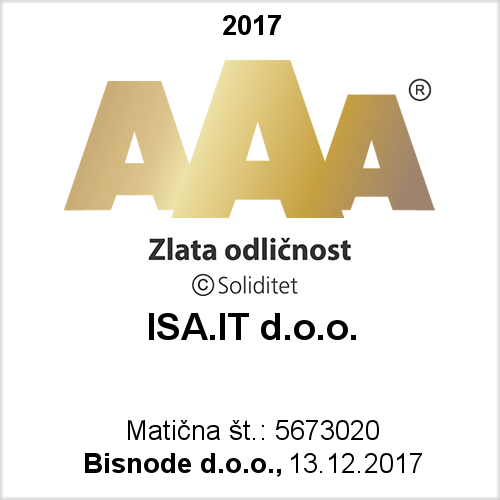 AAA Zlata odličnost 2017 - Bisnode